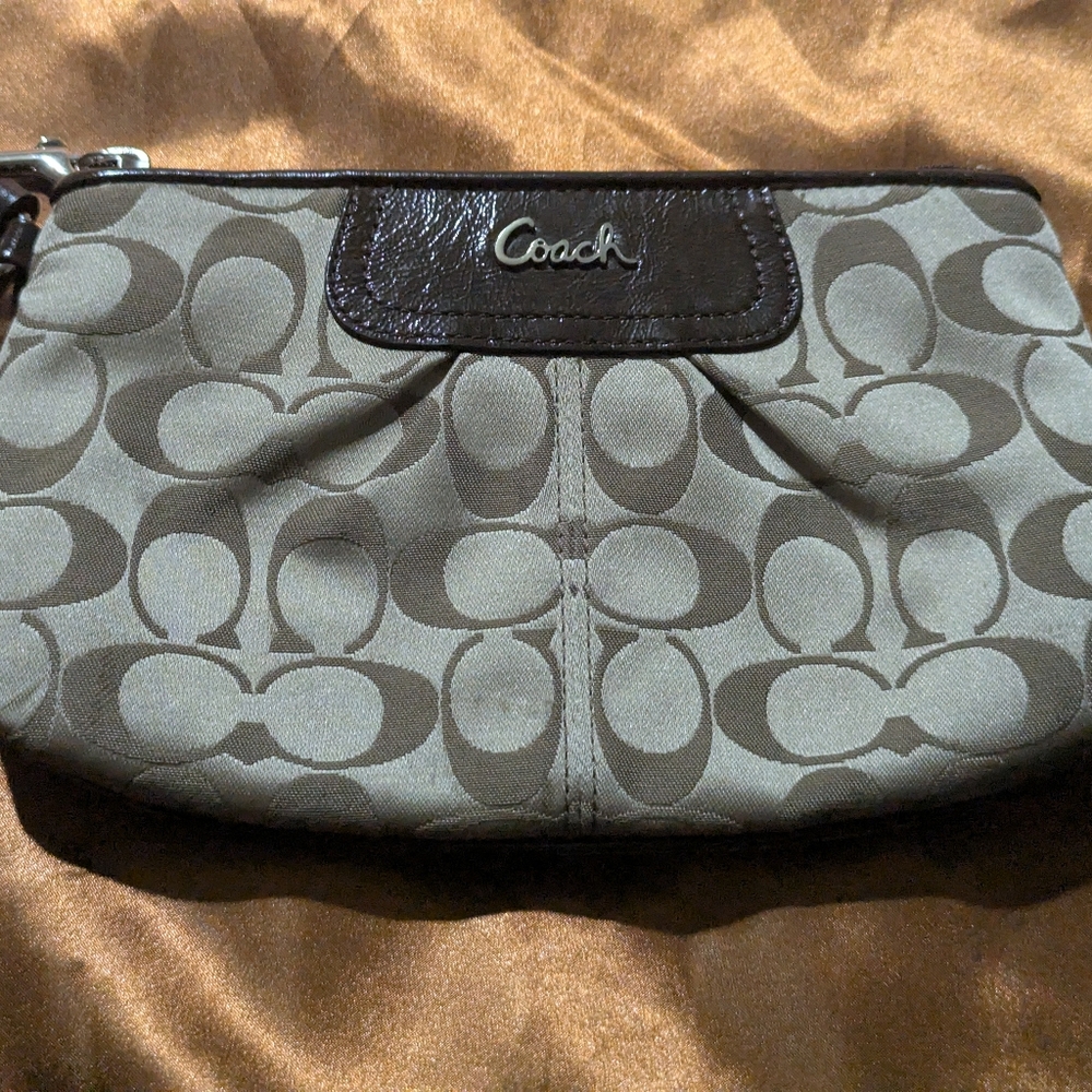 Coach Brown and Tan Wristlet